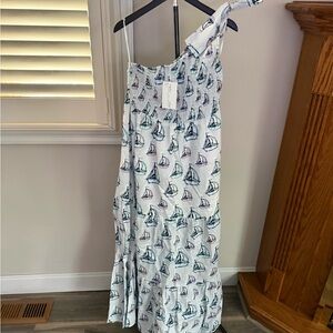 Linen Blend Maxi with Sailboat Print